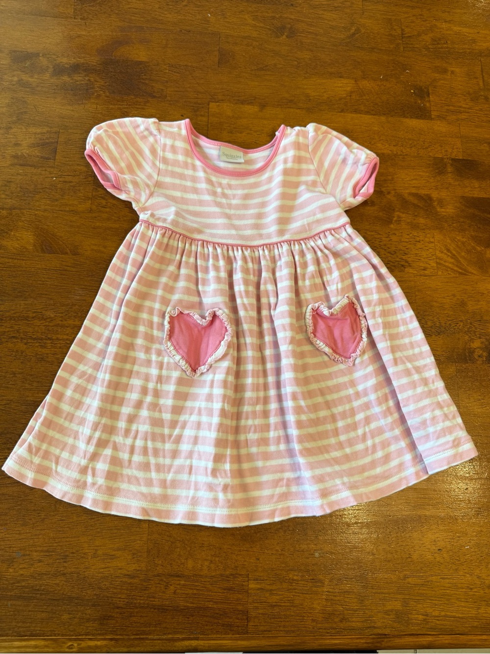 Squiggles Pink Striped Heart Pocket Kids Dress size 4T